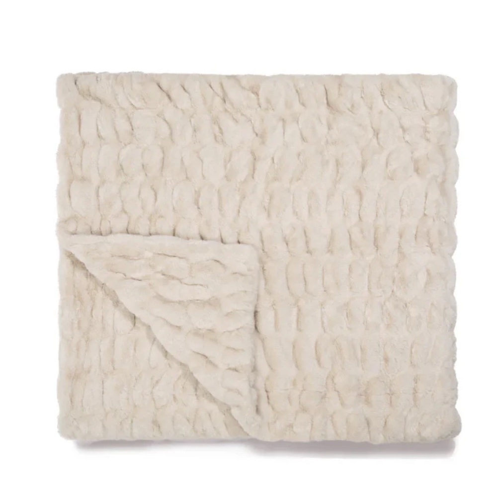 Lola Blankets Faux Fur Throw Blanket, Antique Ivory - Extra Large - Picture 2 of 5